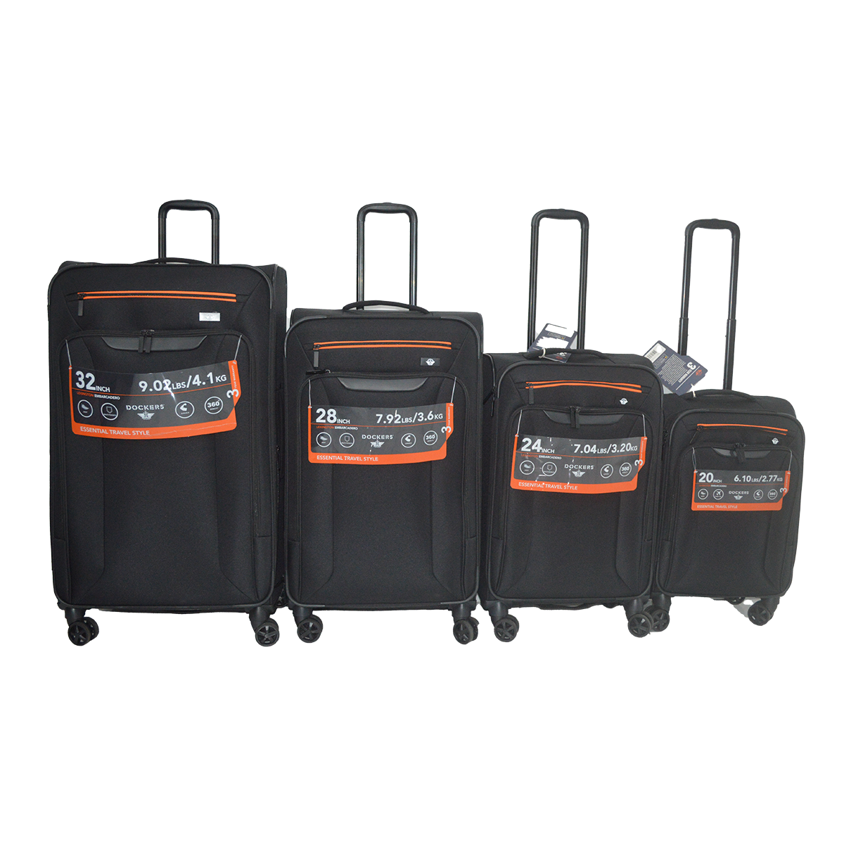 Black 4pcs/set Soft Luggage